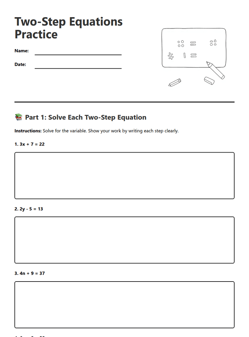 Two-Step Equations Practice