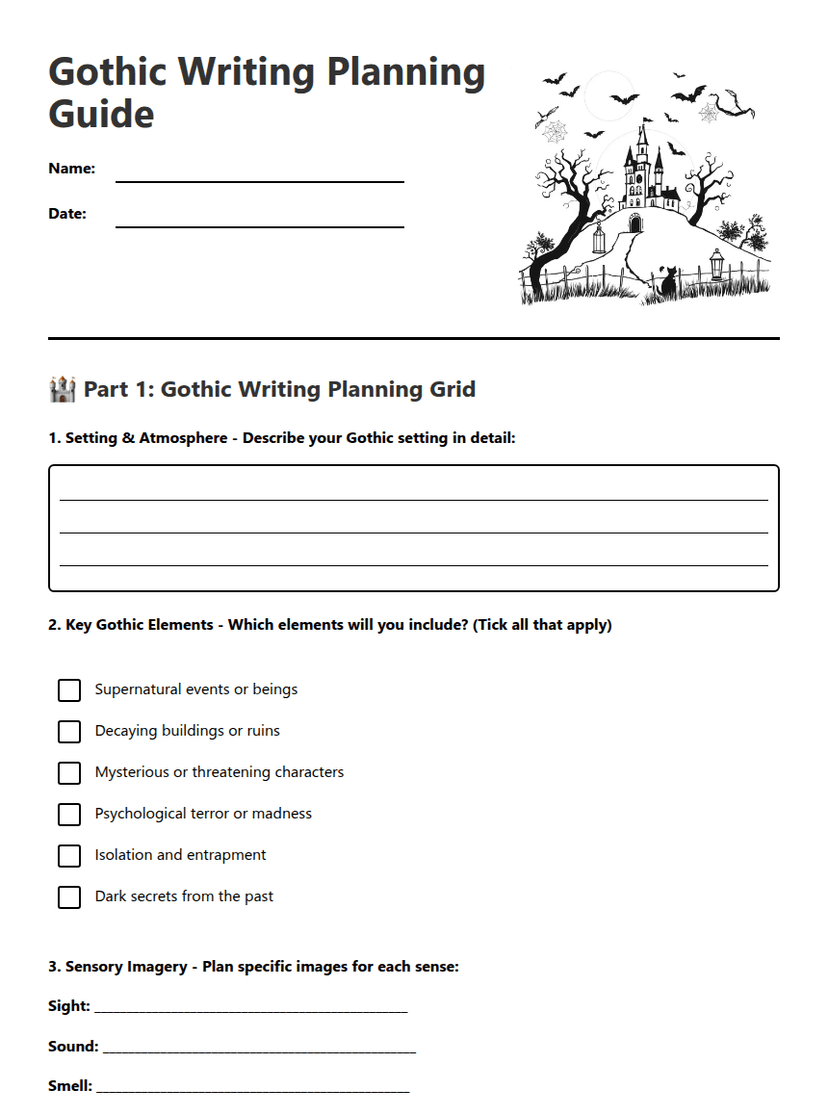 Gothic Writing Planning Guide