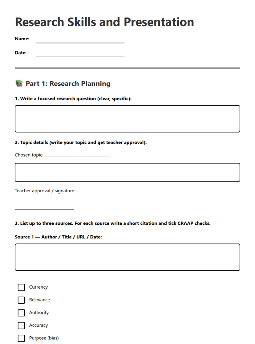 Research Skills and Presentation