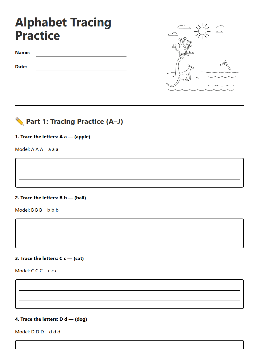 Alphabet Tracing Practice worksheet preview