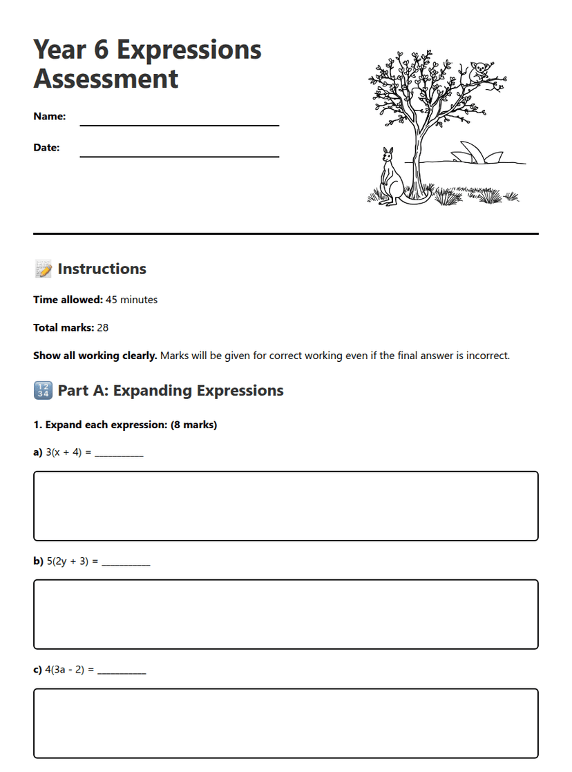 Year 6 Expressions Assessment