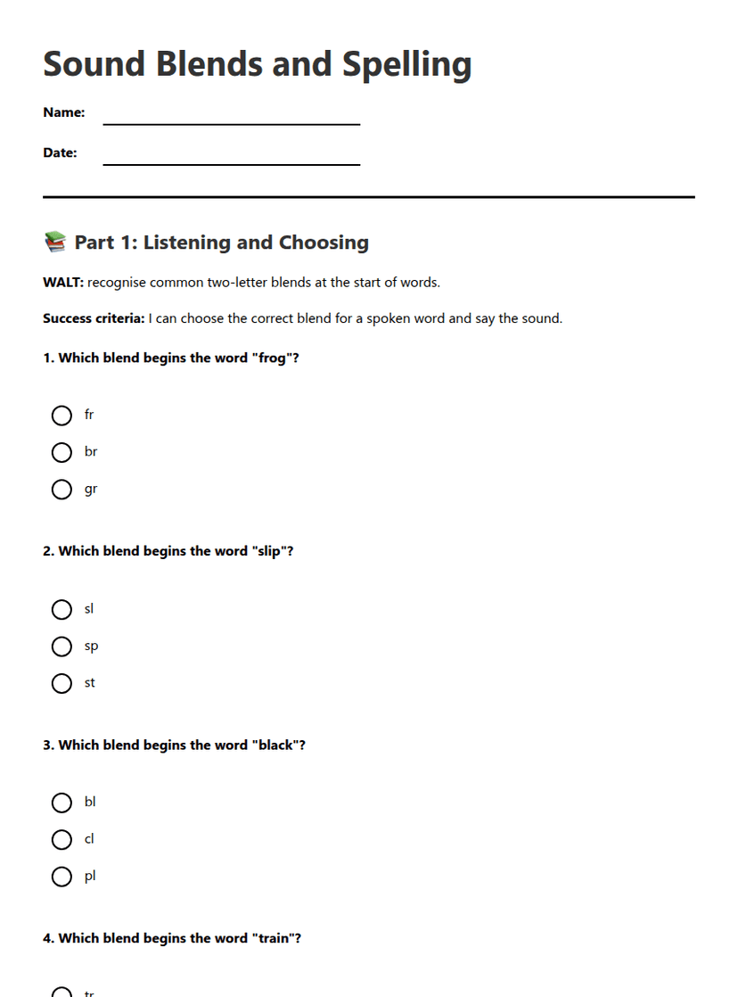 Sound Blends and Spelling