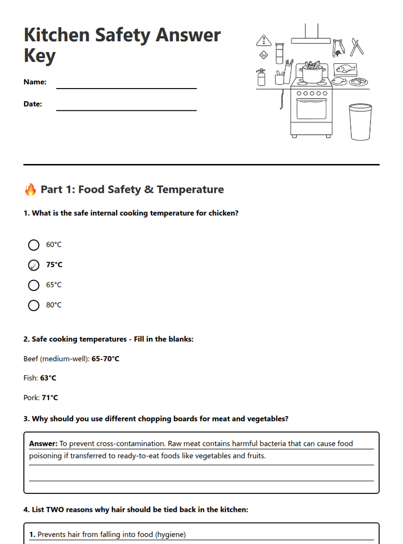 Kitchen Safety Answer Key