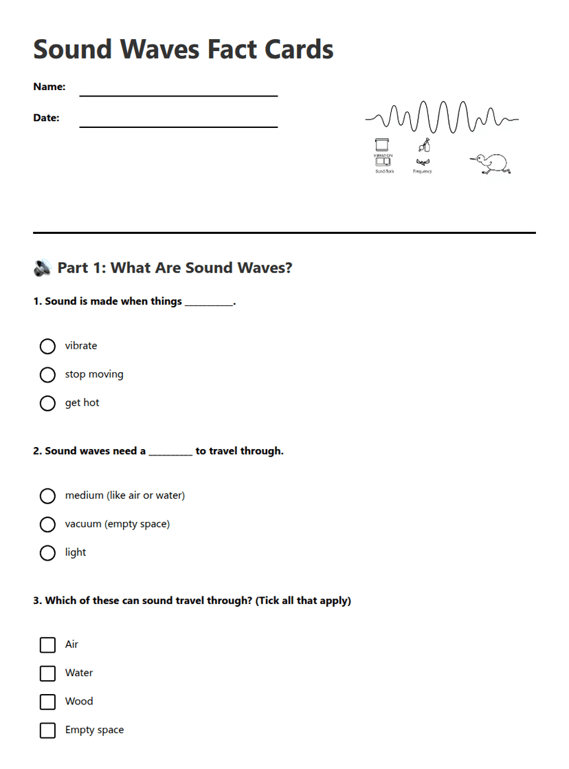 Sound Waves Fact Cards