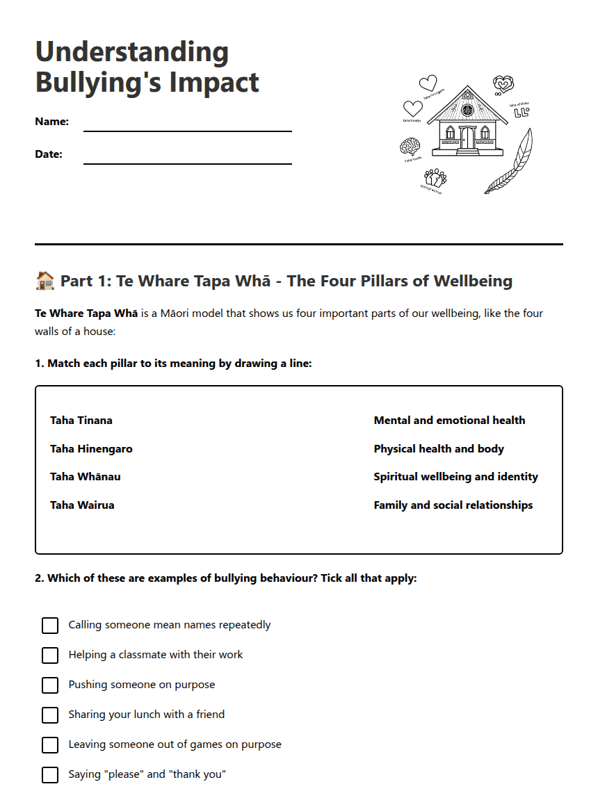 Understanding Bullying's Impact worksheet preview