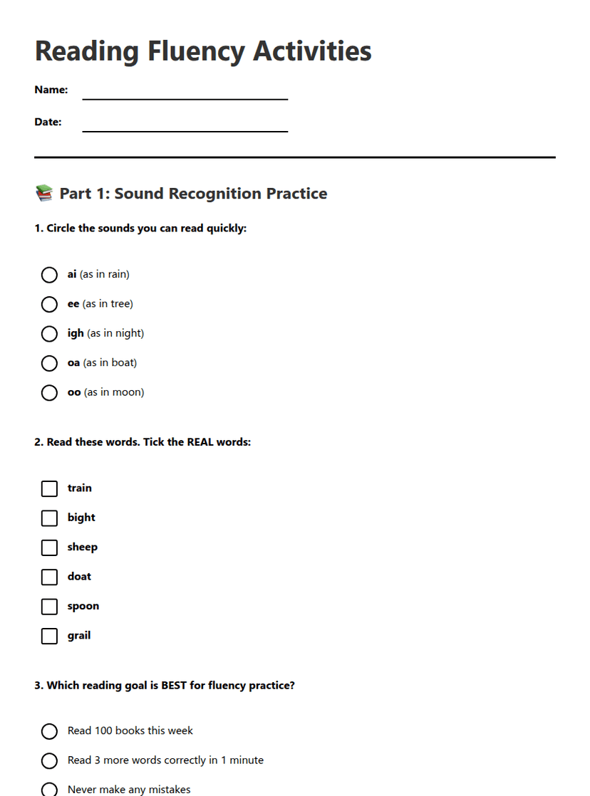 Reading Fluency Activities