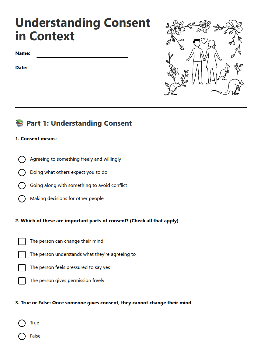 Understanding Consent in Context worksheet preview