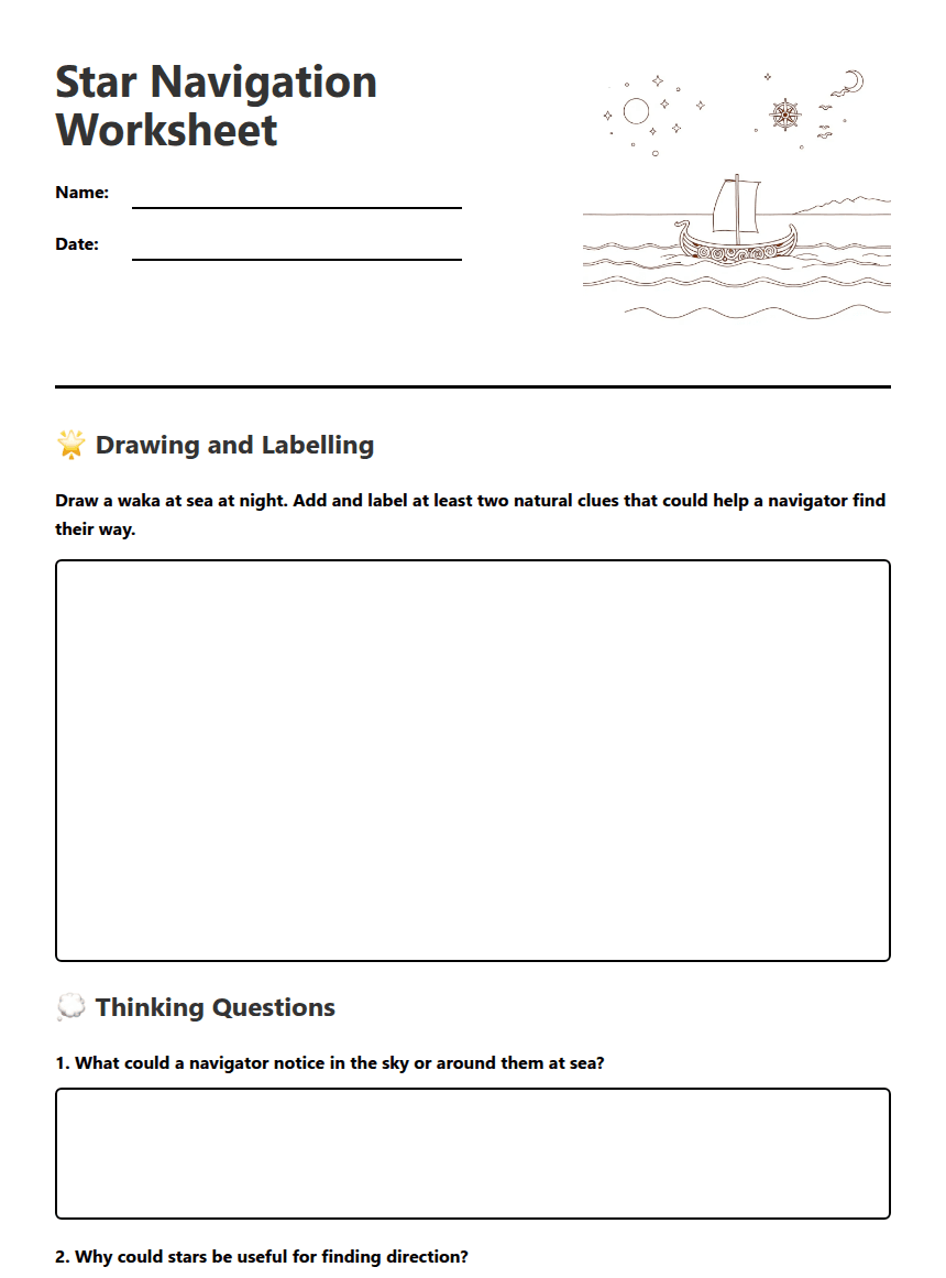 Star Navigation Worksheet worksheet preview