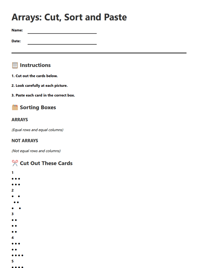 Array Sorting Activity