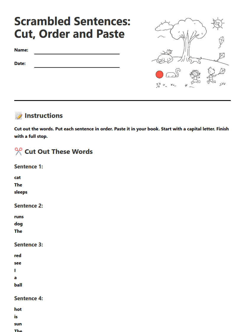 Scrambled Sentences Worksheet