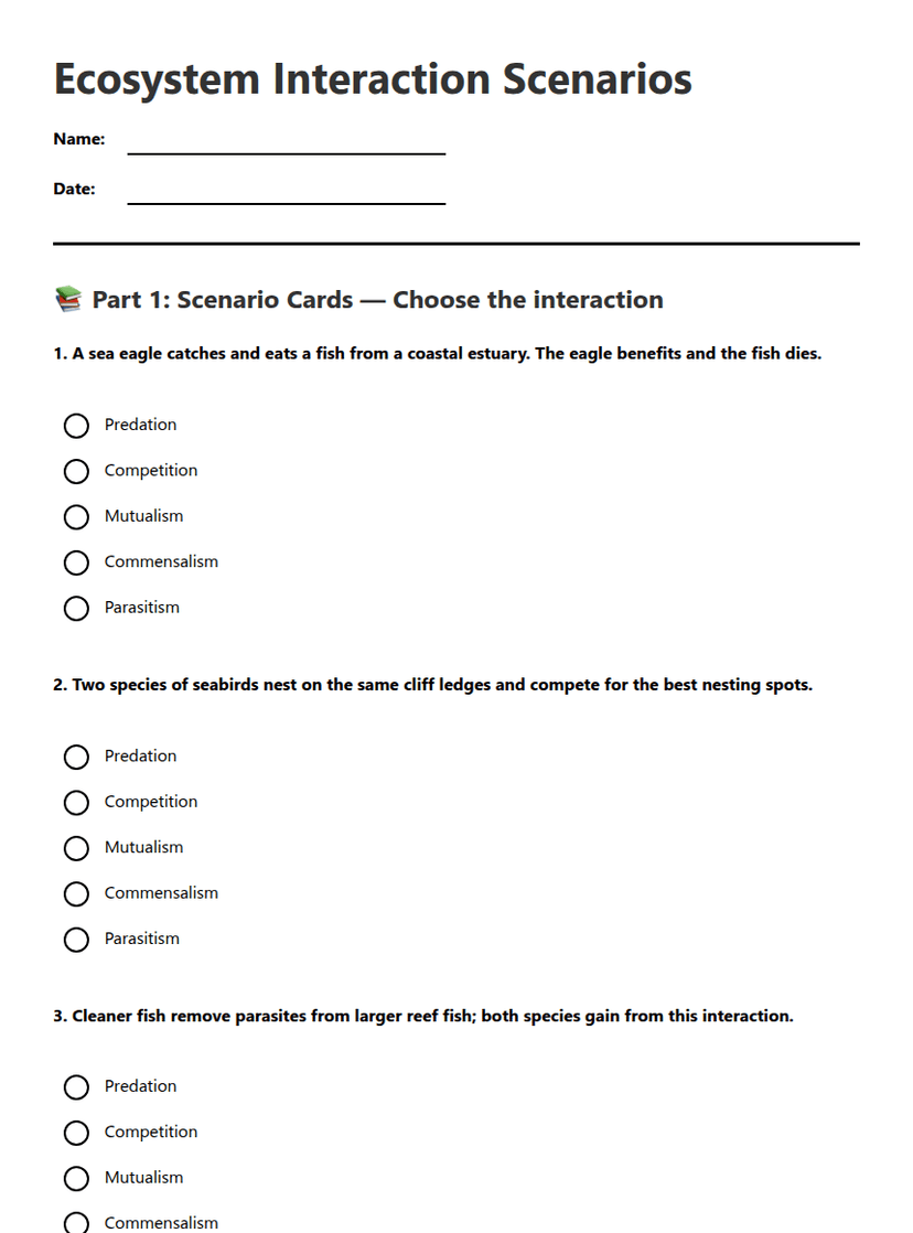 Ecosystem Interaction Scenarios