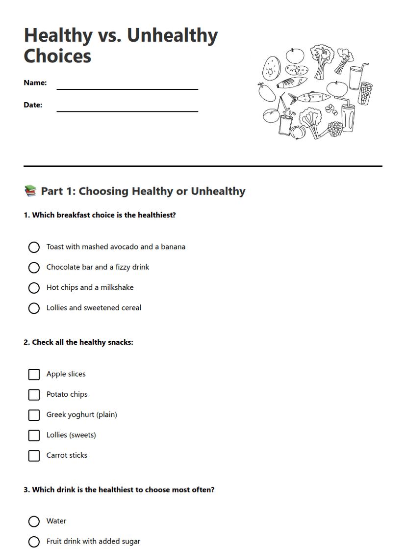 Healthy vs. Unhealthy Choices