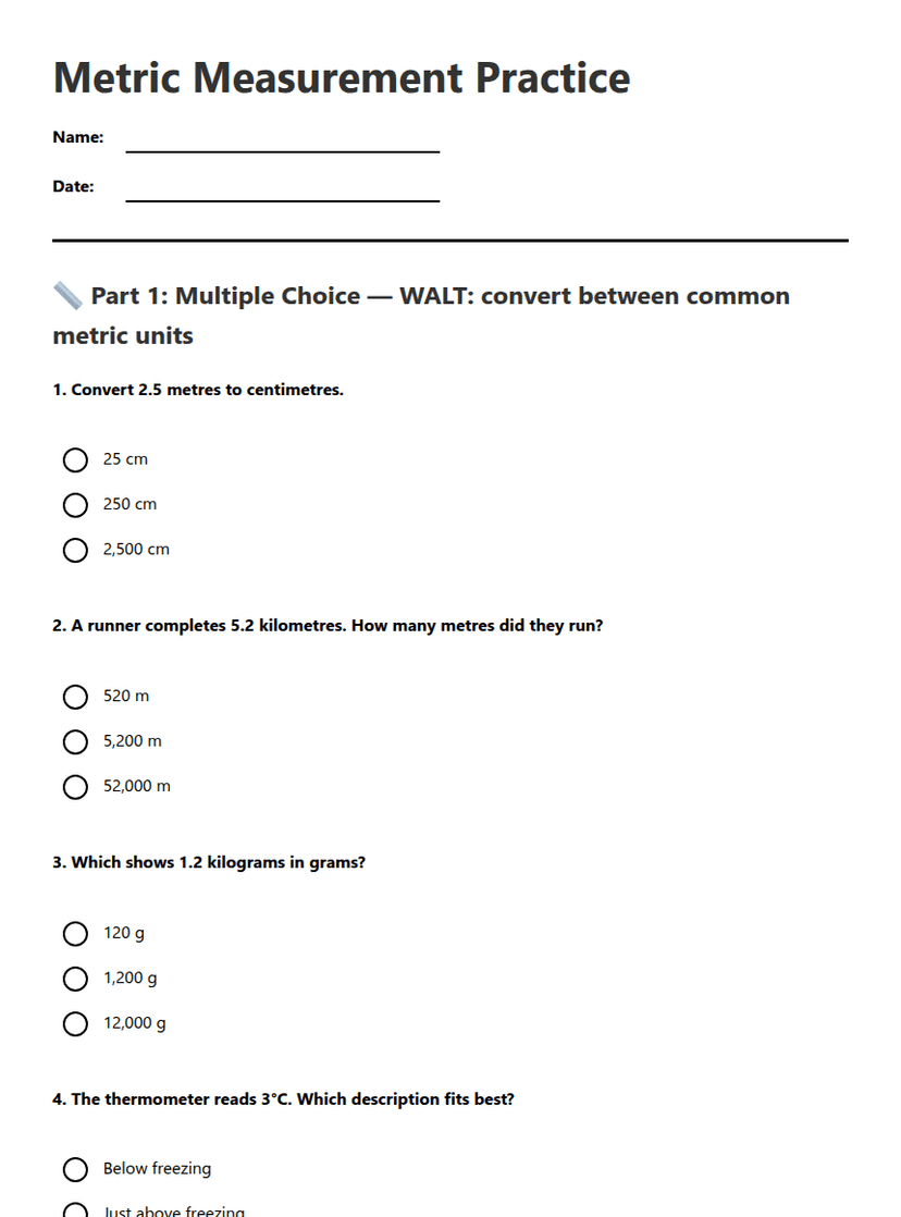 Metric Measurement Practice