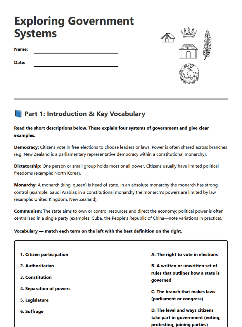Exploring Government Systems
