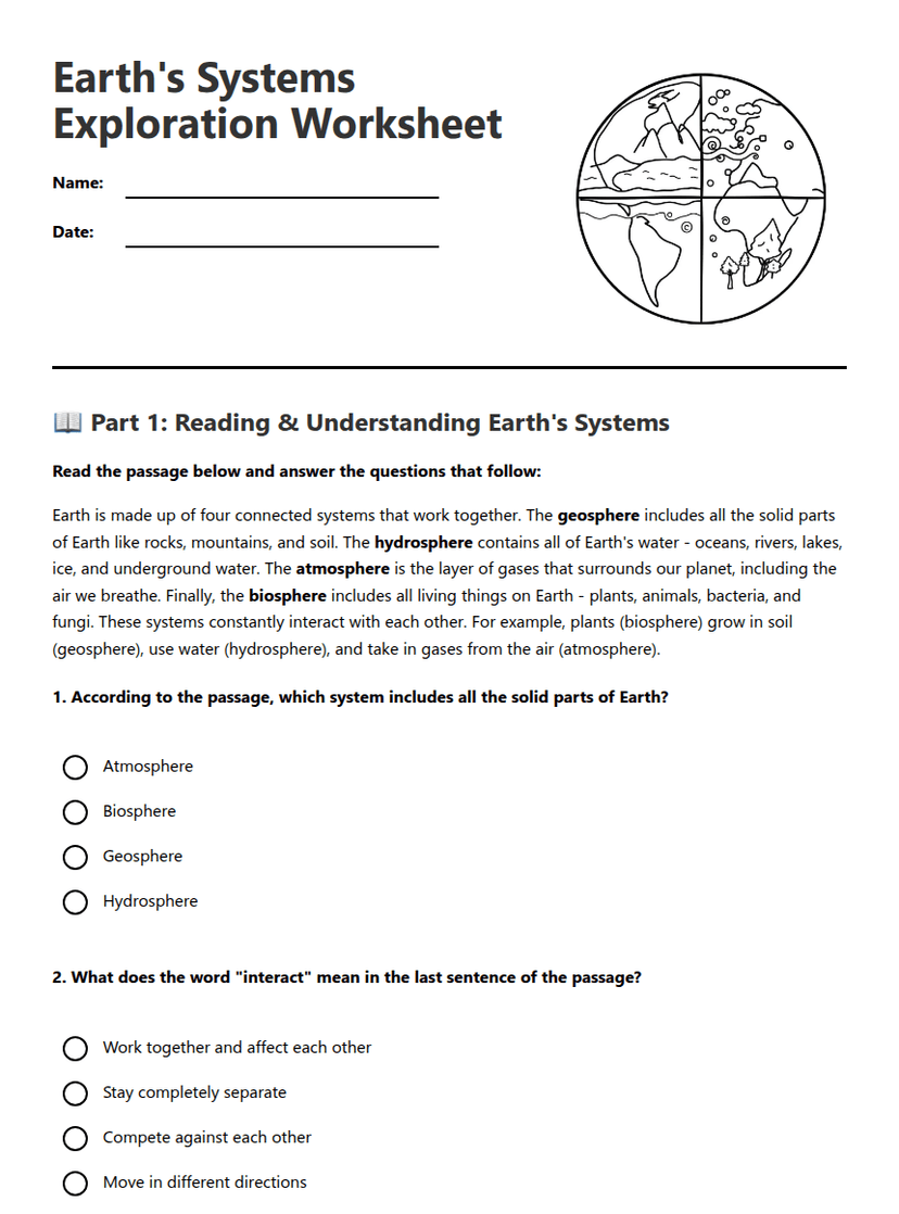 Earth's Systems Exploration Worksheet
