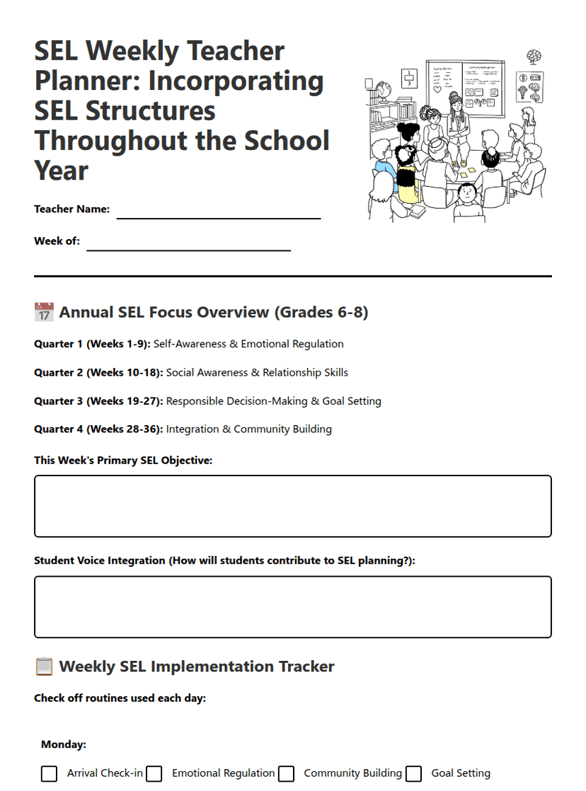 SEL Weekly Planner 6-8