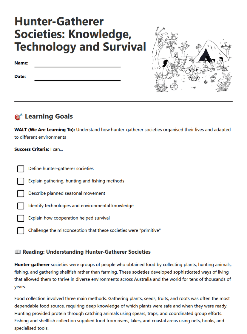 Hunter-Gatherer Survival Strategies