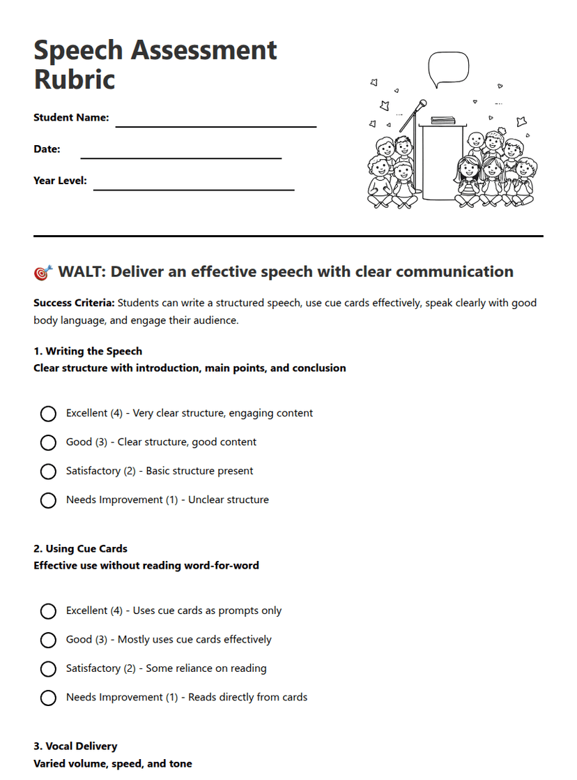 Speech Assessment Rubric