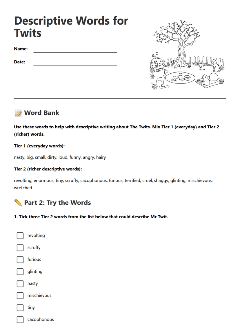 Descriptive Words for Twits