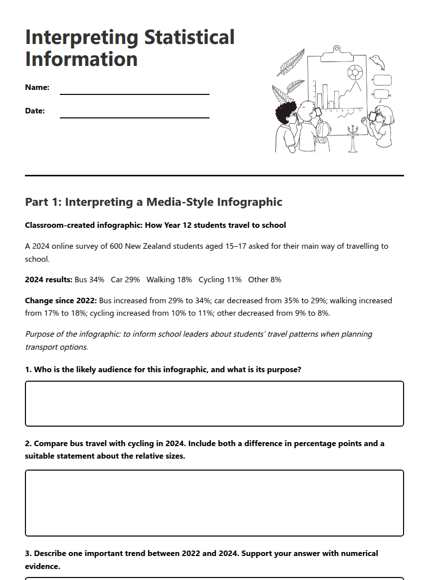 Interpreting Statistical Information worksheet preview