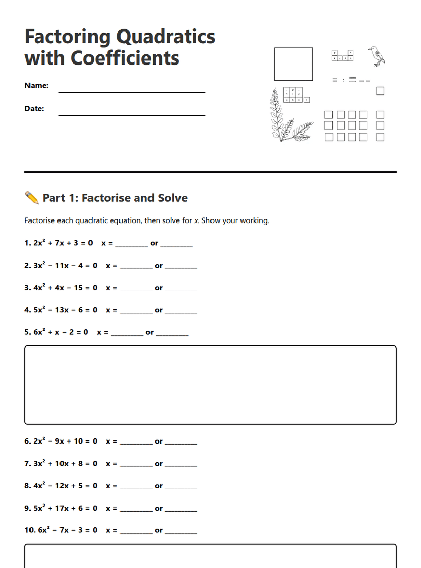 Factoring Quadratics with Coefficients