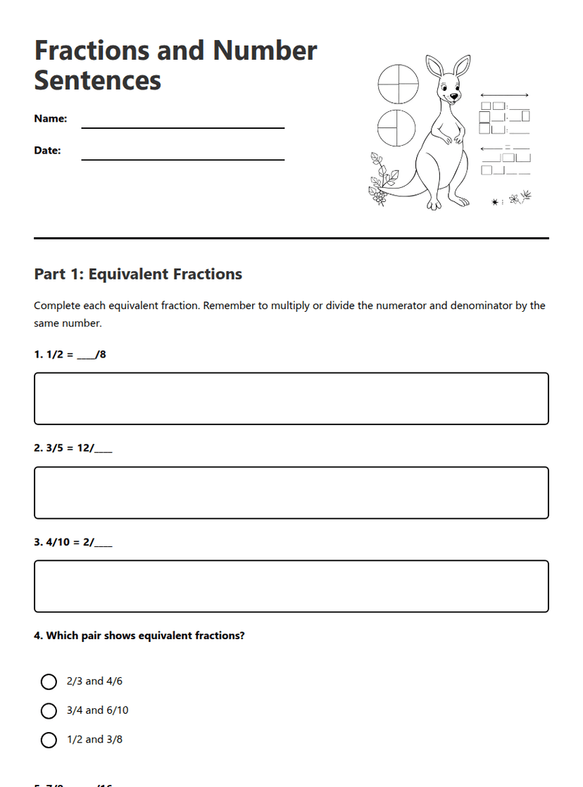 Fractions and Number Sentences