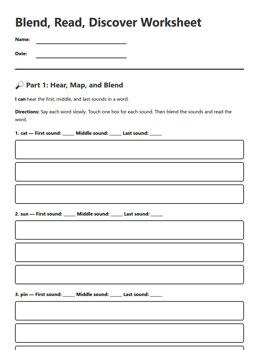 Blend, Read, Discover Worksheet