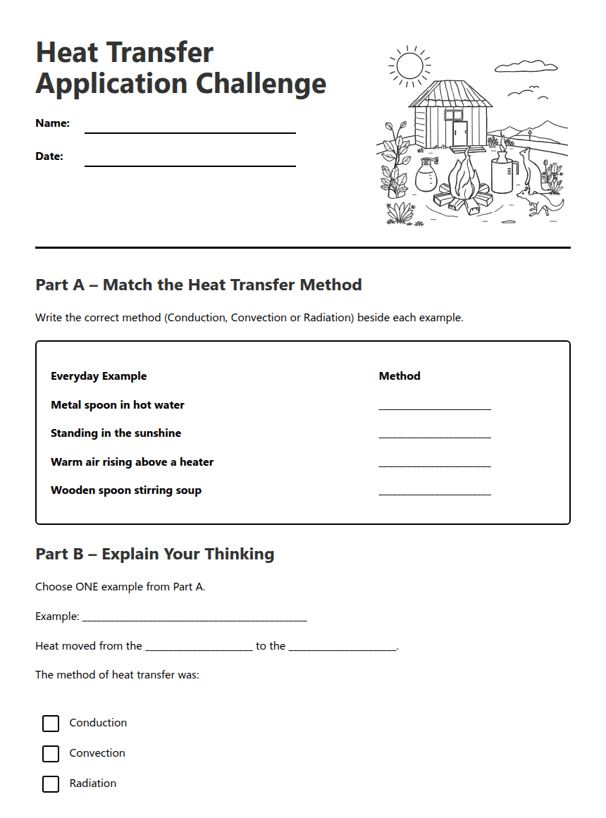 Heat Transfer Challenge worksheet preview