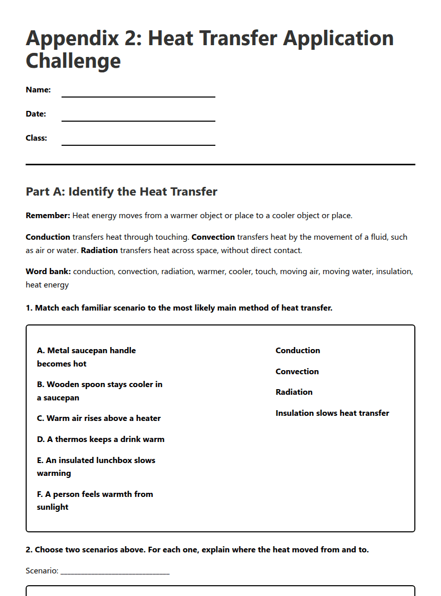Heat Transfer CER Challenge worksheet preview