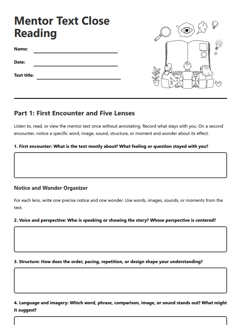 Mentor Text Close Reading