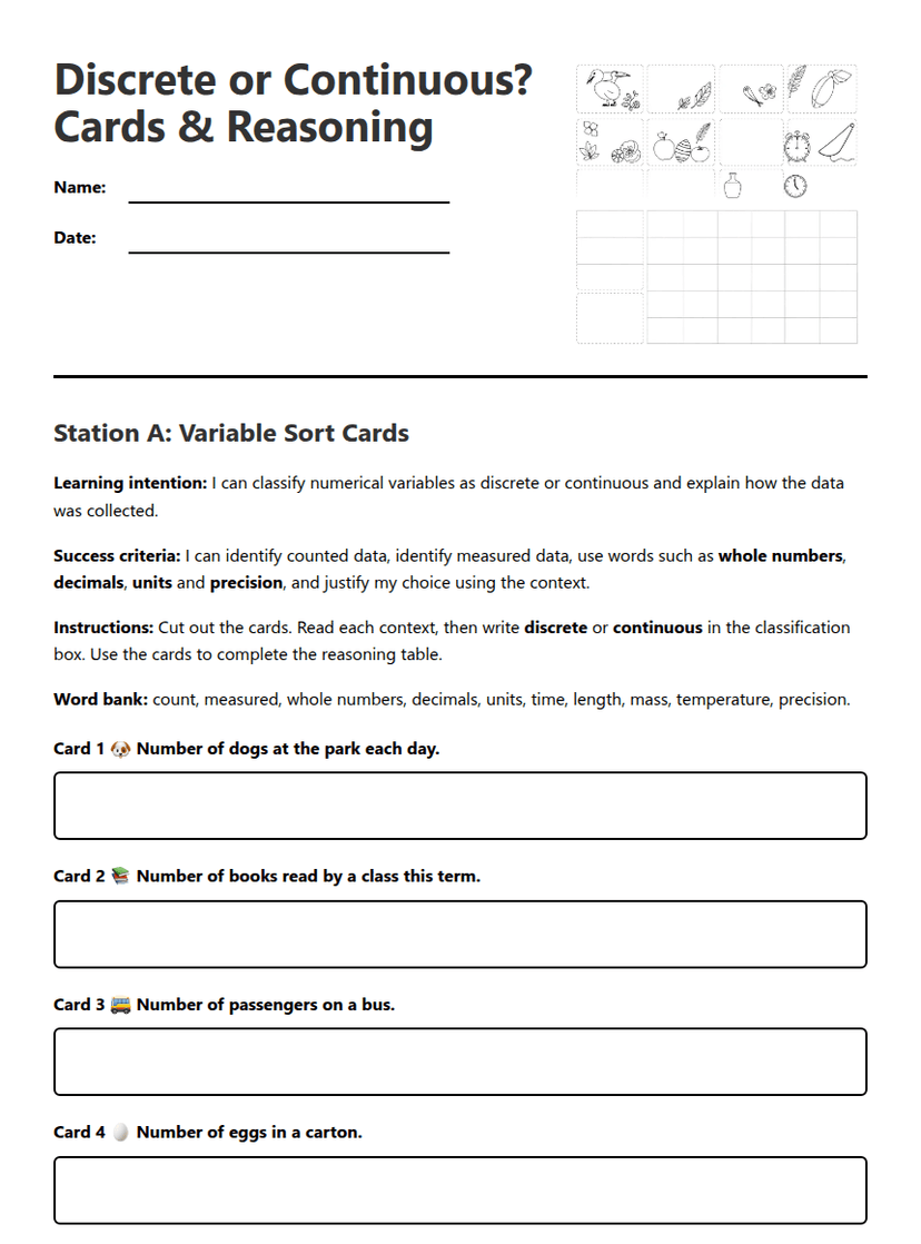 Discrete or Continuous? Cards & Reasoning