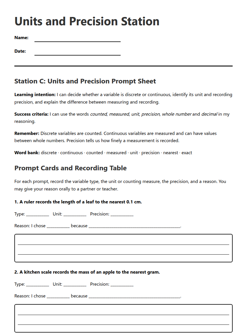 Units and Precision Station