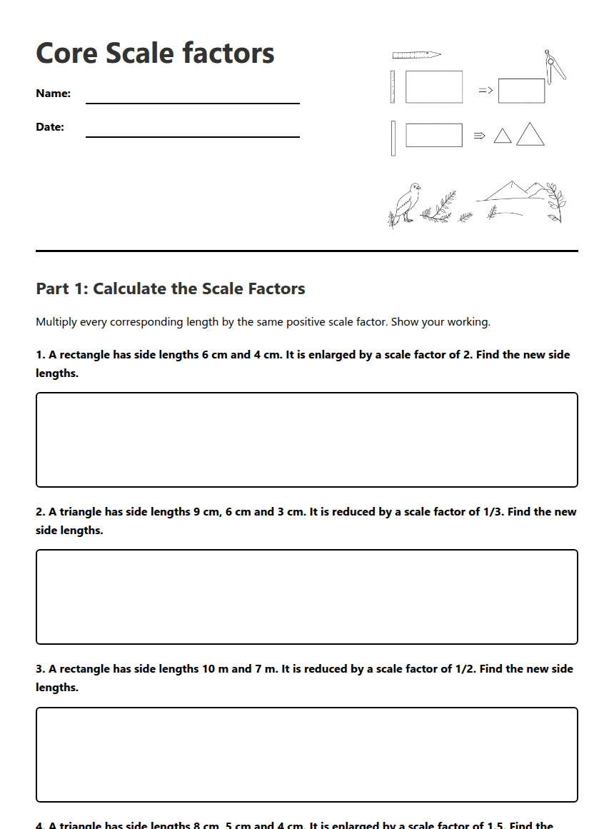 Core Scale Factors worksheet preview