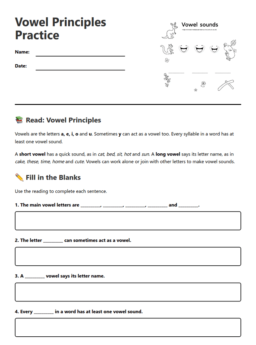 Vowel Principles Practice