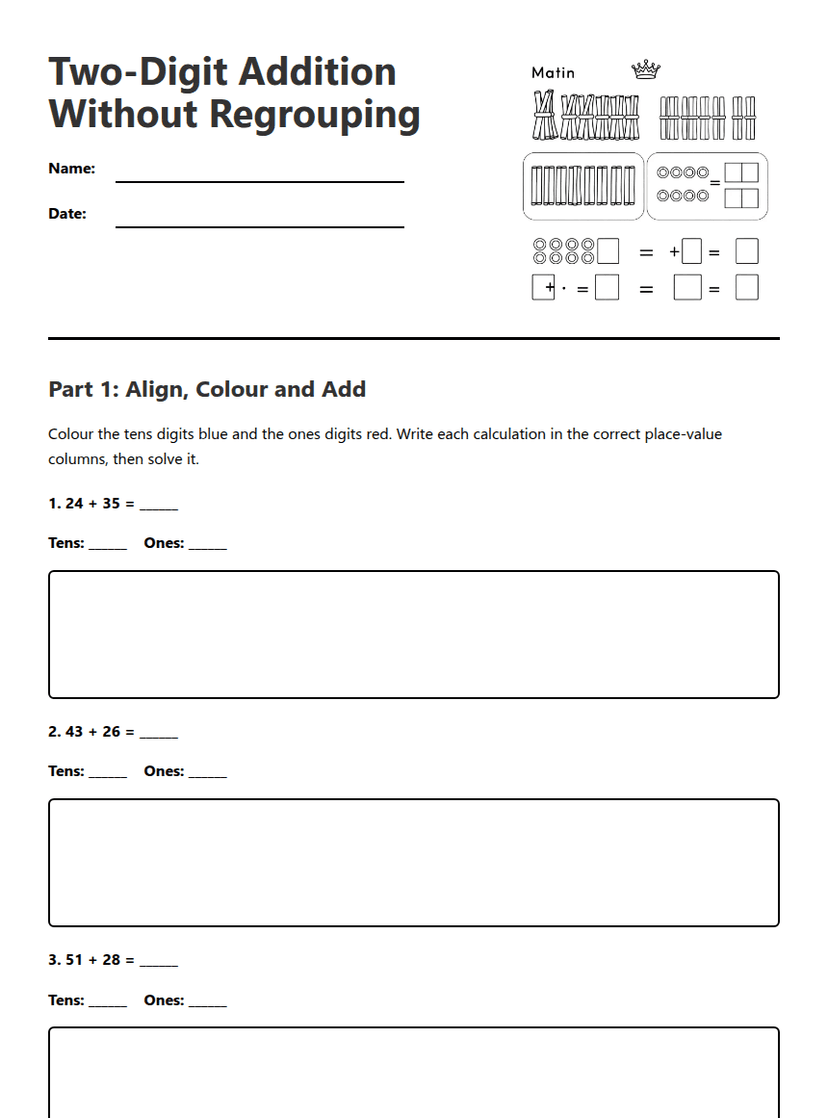 Two-Digit Addition Without Regrouping