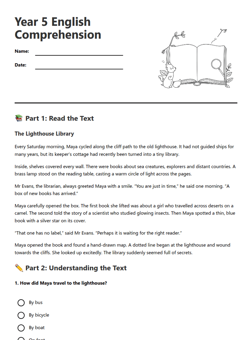 Year 5 English Comprehension