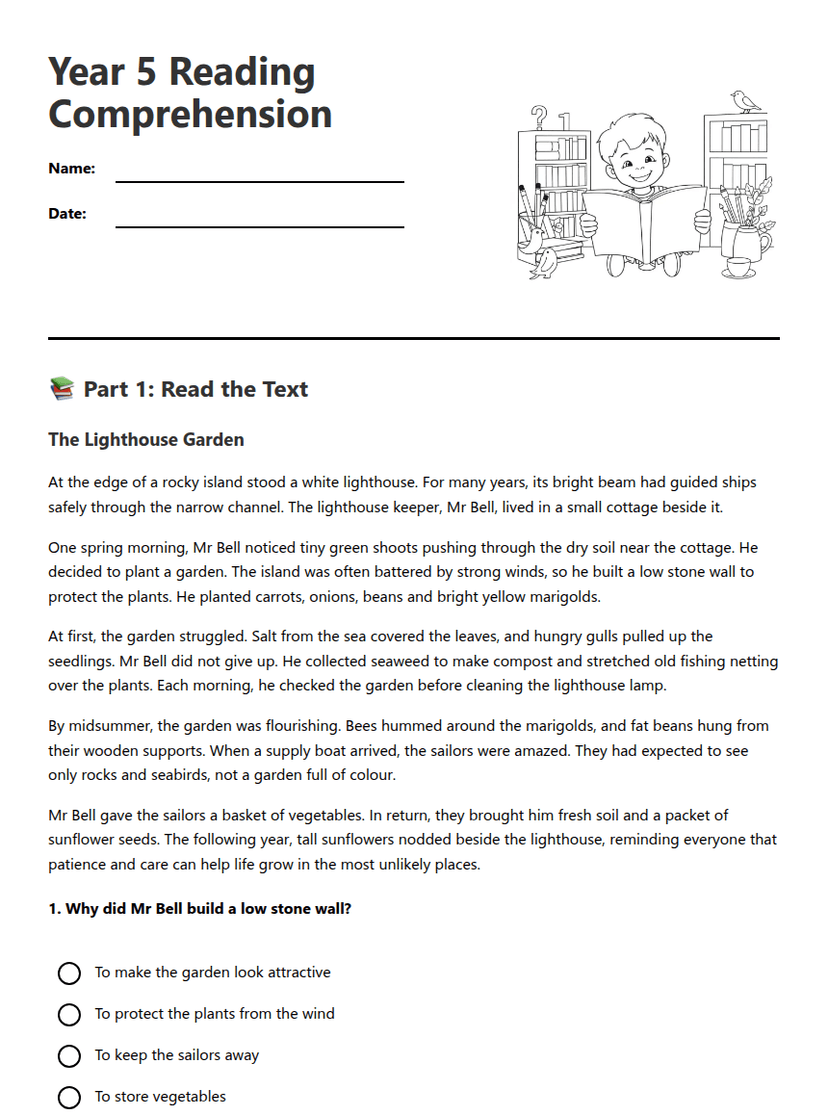 Year 5 Reading Comprehension