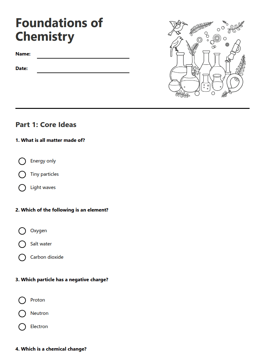 Foundations of Chemistry worksheet preview