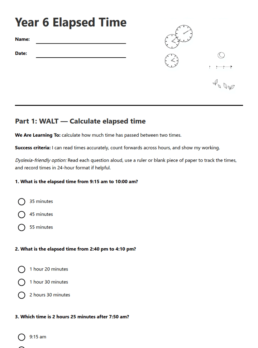 Year 6 Elapsed Time