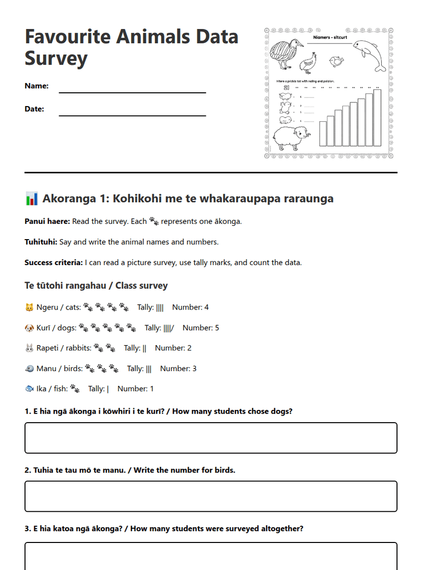 Favourite Animals Data Survey