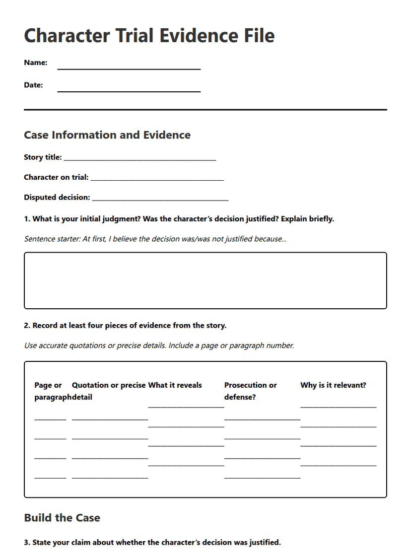 Character Trial Evidence File