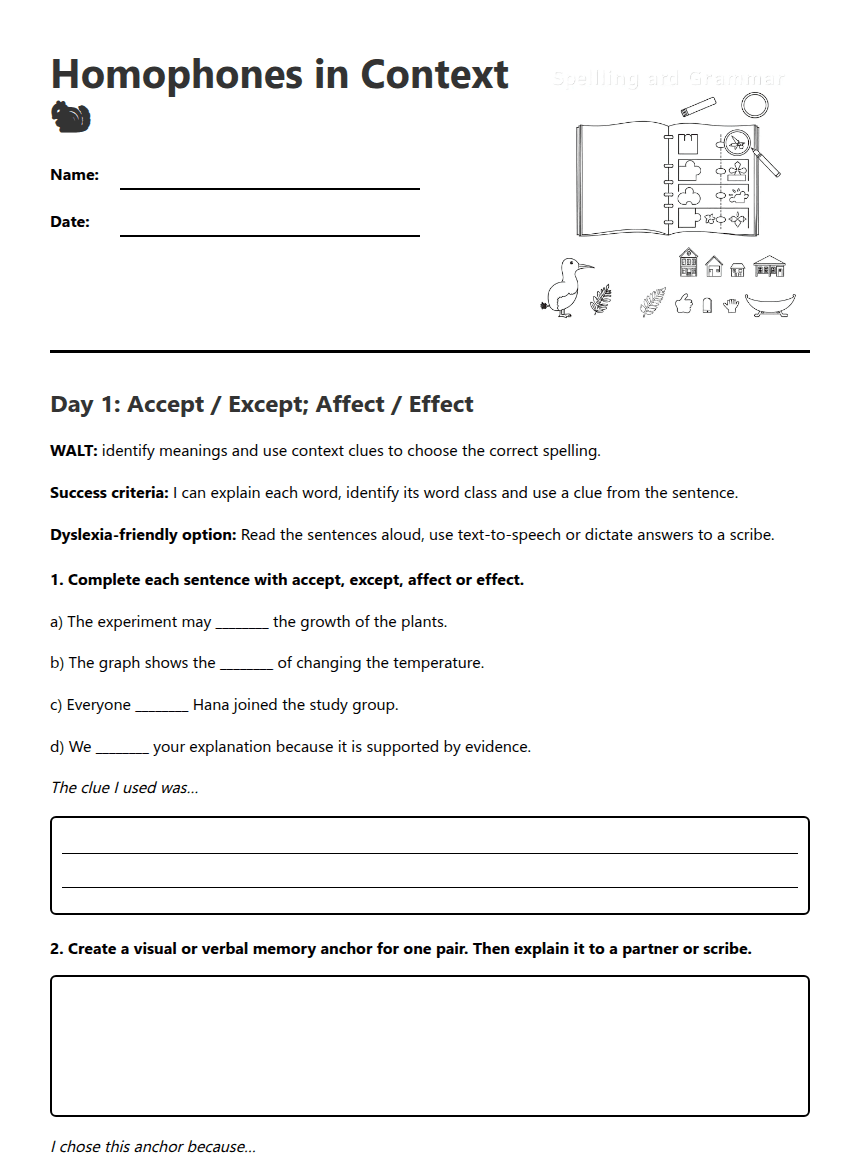 Homophones in Context_久久爱 worksheet preview