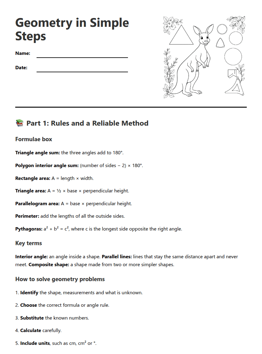 Geometry in Simple Steps worksheet preview