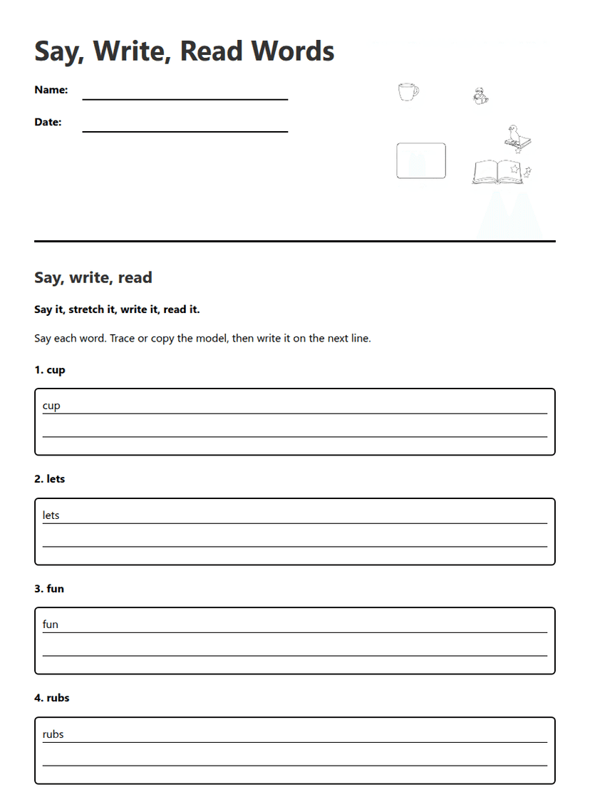 Say, Write, Read Words