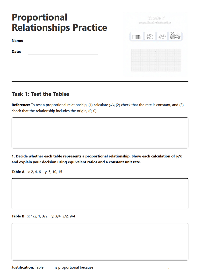 Proportional Relationships Practice