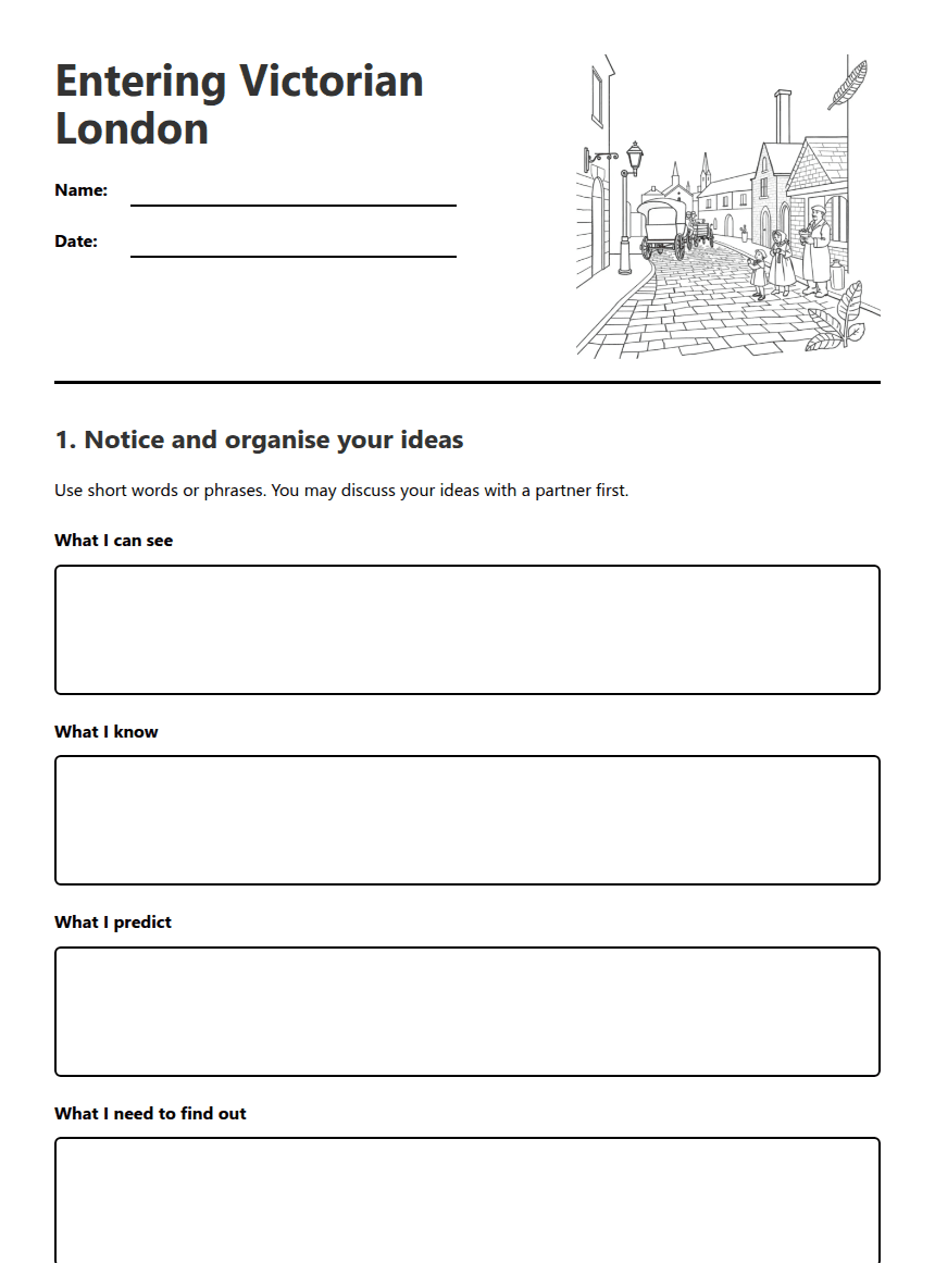 Entering Victorian London worksheet preview