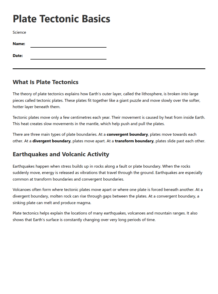 Plate Tectonic Basics