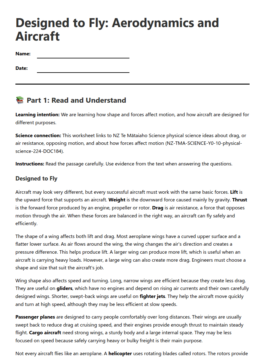 Aircraft Design and Aerodynamics worksheet preview