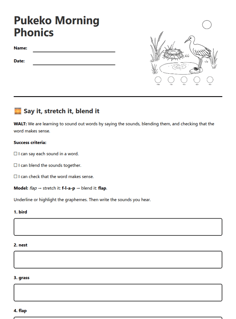 Pukeko Morning Phonics