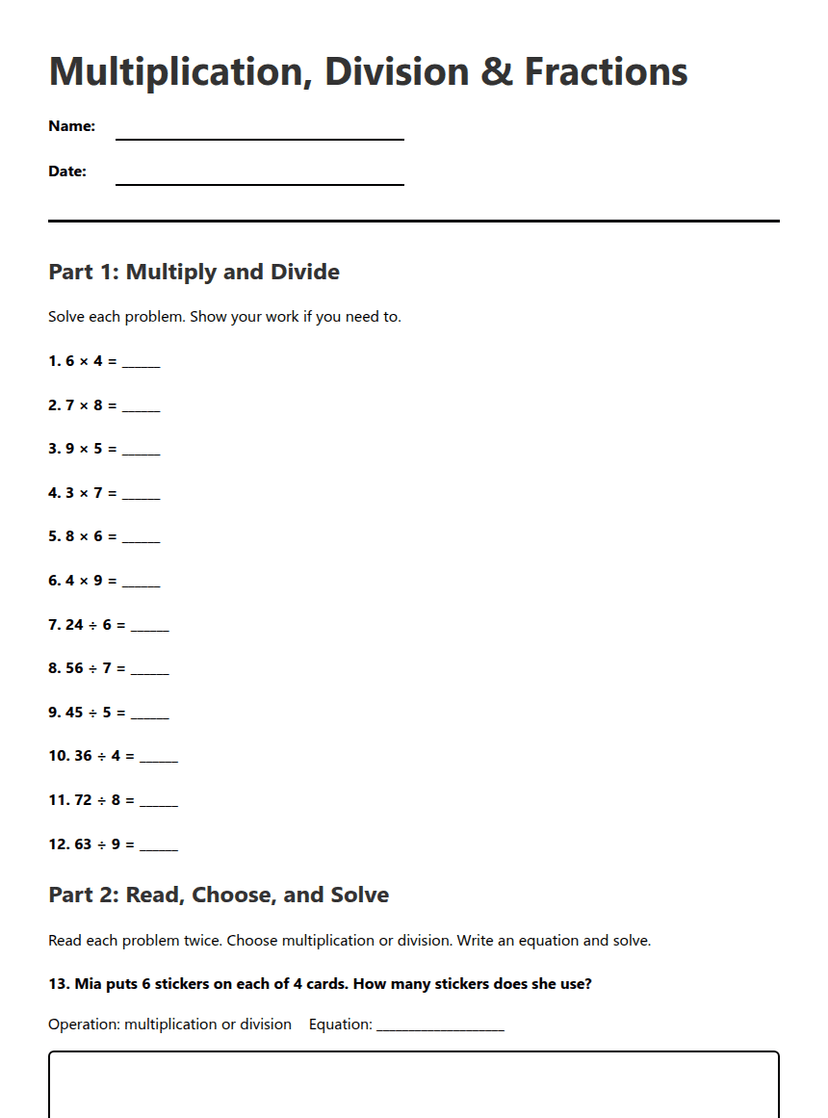 Multiplication, Division & Fractions